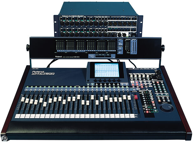 The V‑Mixing system as supplied for review: in front are the VMC7200 console and MB24 meterbridge, with the VM7200 processor unit in the background.